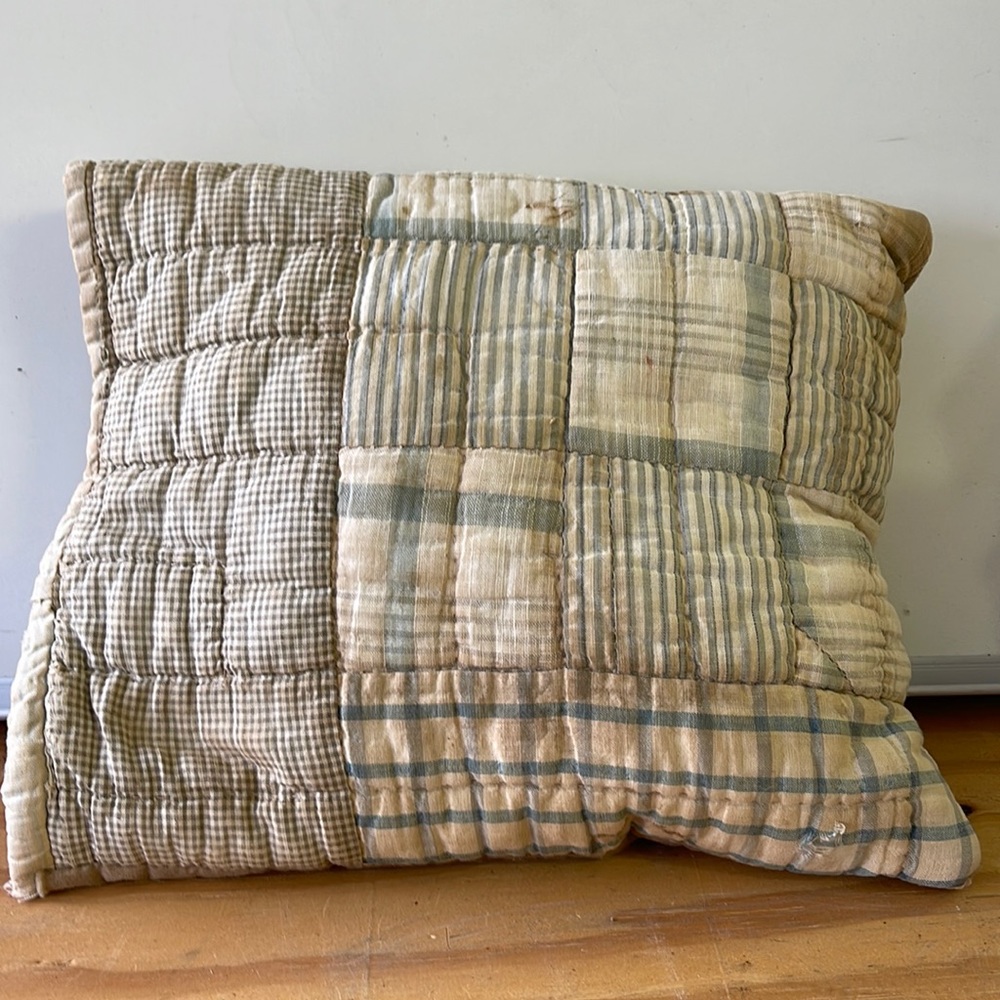 Primitive tea stained pillow